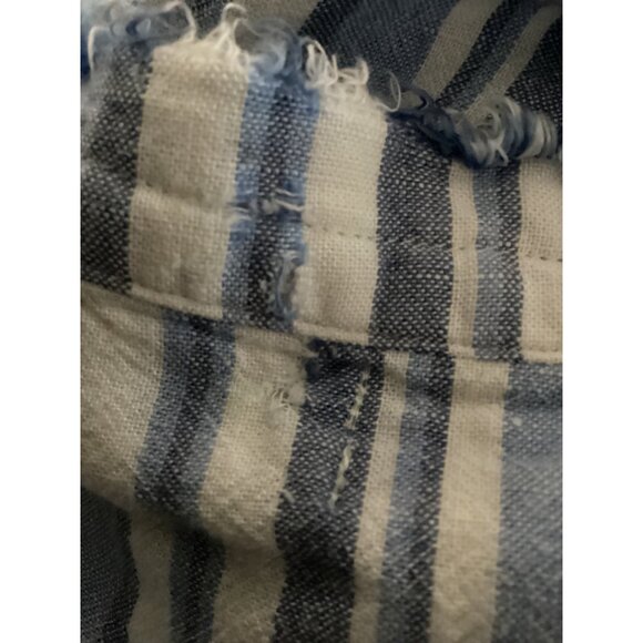 Cloth & Stone Anthropologie Dress Tunic Size Medium Striped Frayed Linen Blend - Picture 8 of 10